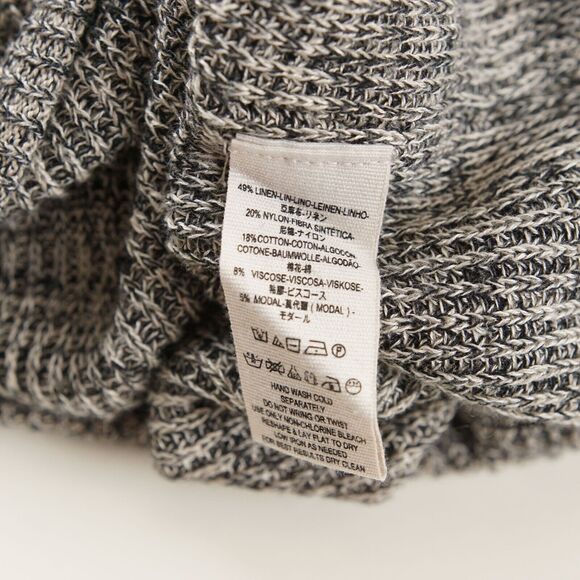 Free People Knit Pullover Gray/Black Off Shoulder Linen Blend Sweater Womens XS - Picture 4 of 6